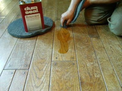 Solvent Applied To Remove Old Wood Floor Wax