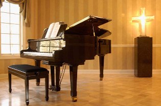 Piano on wood floor pattern