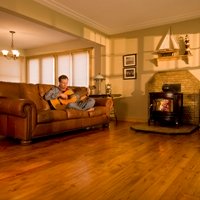 Reclaimed Warehouse Flooring in Cozy Living Room